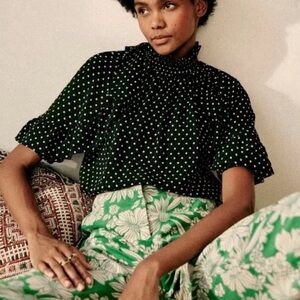 Sezane Cassandre Blouse Black Polka Dots - Size 2